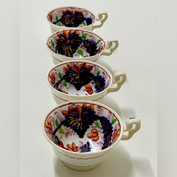 19th Century Antique Gaudy Welsh Grape Pattern (lot of 4) Miniature Cups - Picture 3 of 16